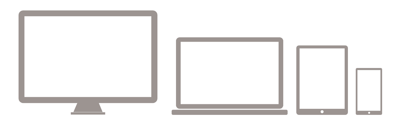 Icons for desktop laptop tablet and mobile showing that our vegetable garden planner works on each